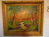 One of several antique oil / watercolor paintings