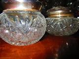 American Brilliant Period, Sterling lid vanity jars-art nouveau