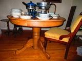 Oak round-to-oval dining table -2 leaves, Eastlake Victorian chair-4 available