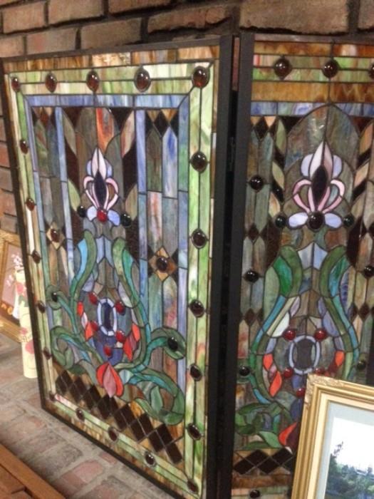Stained Glass fireplace screen $40.00
