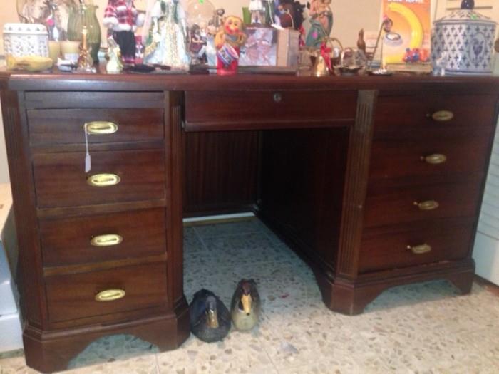 Large wooden desk(has glass top protector not currently on it) $200.00