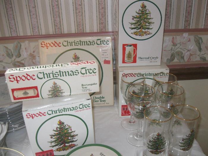 Spode Christmas dishes and glasses