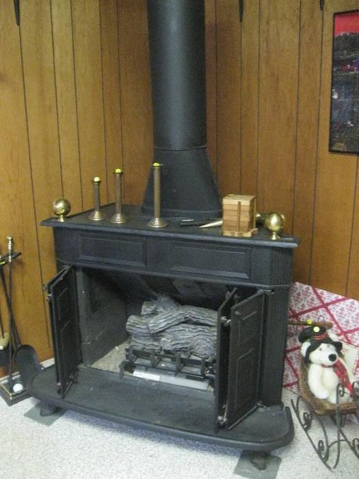 Black gas wood stove - $125