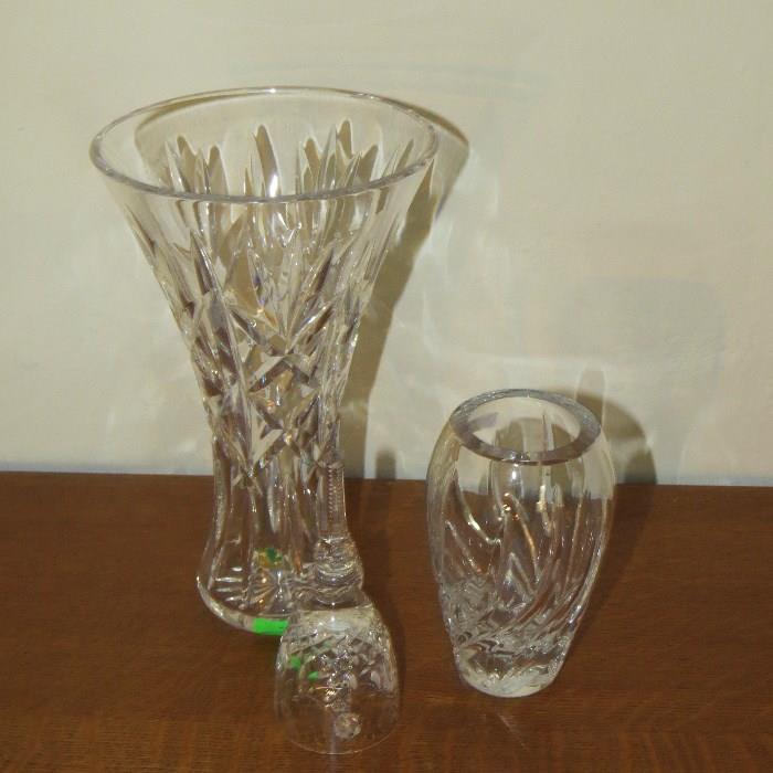 Waterford Large Vase, Marquis Small Vase, Rogaska Bell
