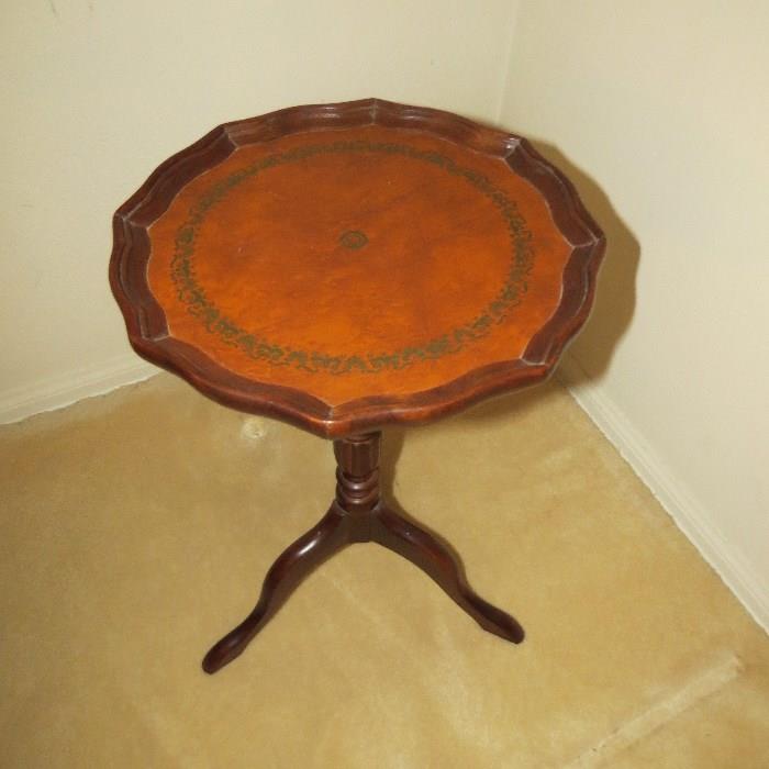 Leather Top Pie Crust Table