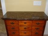 Block Style Marble Topped 4 Drawer Chest