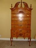 Tiger Wood Maple Chippendale Highboy Dresser handcrafted Beautiful!!