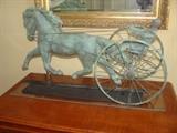 Copper/Zinc Weathervane of Sulky Driver and Running Horse c.1870
