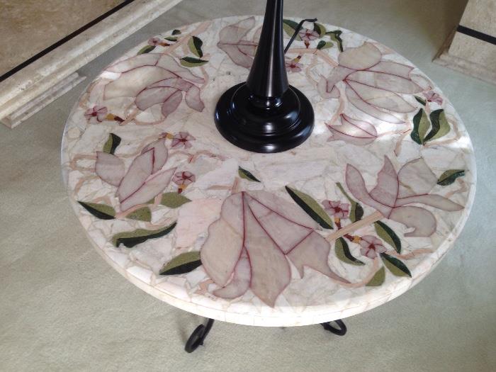 Brazilian Marble top table with iron base
