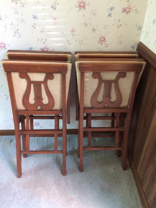 Vintage Folding Lyre Back Chairs