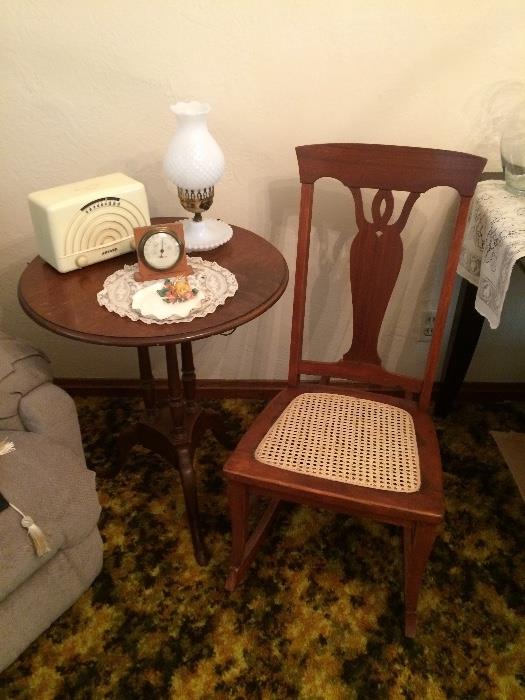 Vintage Wood & Cane Seat Bedroom Rocker, Artone Radio (WORKS!) & More