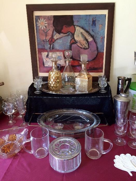 Vintage Crystal, Decanters, Glassware & More