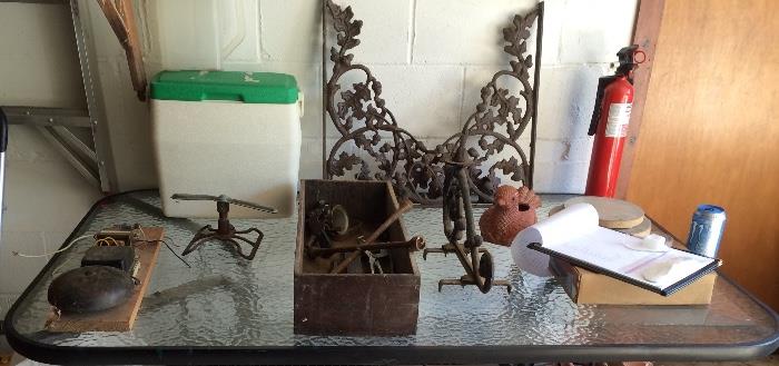 Glass Top Patio Table, Cast Iron Corbels & More