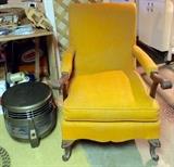Vintage Retro Yellow Armchair & Stool Fan (Excellent Condition!)