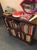 Books and solid wood bookcase