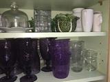 Hobnail milk glass vase and other early American glass