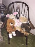 Antique wood chair and "Stuffies"