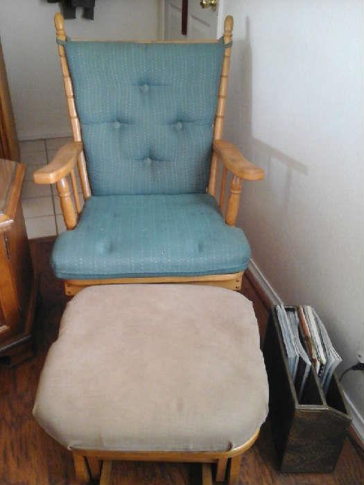 PAIR OF ANTIQUE ROCKERS W OTTOMAN