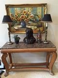 Marble top foyer table
