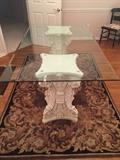 Large glass top pedestal table