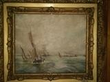 Antique Beautifully framed Dutch Sailboats Painting. 