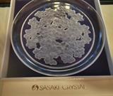 Vintage Sasaki Crystal Platter, Etched Flower Pattern. 
Never used,  in box. 