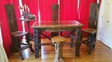 Gorgeous Antique Solid Teak Kitchen Table and Chairs