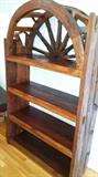 1800's bookshelf   solid teak wood.  made of wagons, churches and old structures