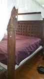 master king size bed with custom mattress.  old heavy teak solid wood.  need to see in person'