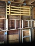 old wooden ladders and shelving