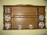 another display shelf with cups and saucers.