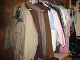 men's clothes XL, slacks 42 X 30.  Ladies clothes size large
