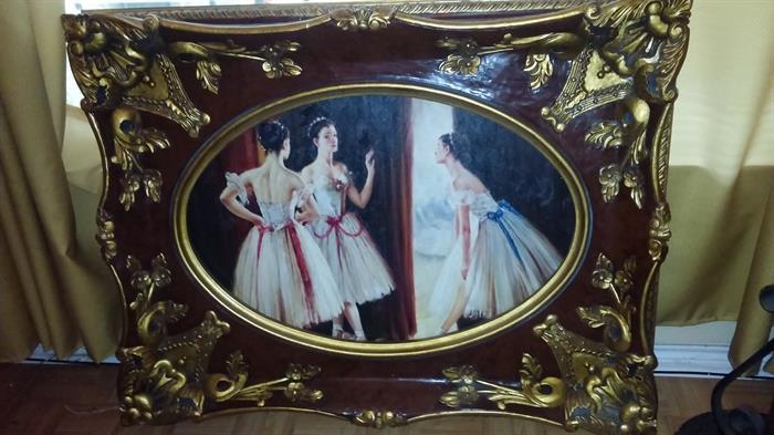 A one of a kind 4 feet wide 3 feet long gilded burgundy frame this frame out does the painting. This may be customized to your liking. by adding any oil painting you choose or maybe mirror 

350.00