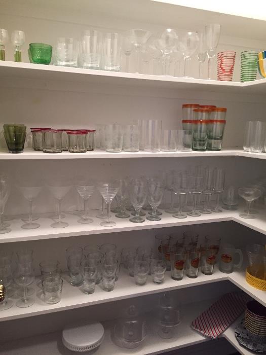 EXTENSIVE collection of glassware and serving pieces - Crate and Barrel