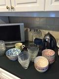 small bowls and glassware - West Elm and Crate and Barrel, Coffee systems and coffee cups