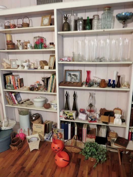 Various glassware and decor items