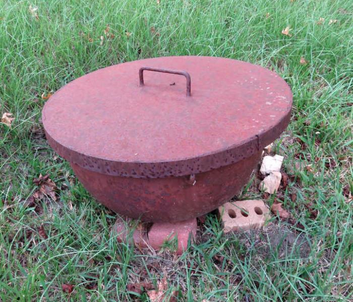 Large metal pot with lid