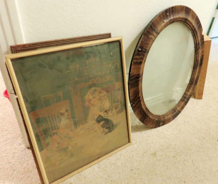 Vintage prints and picture frames