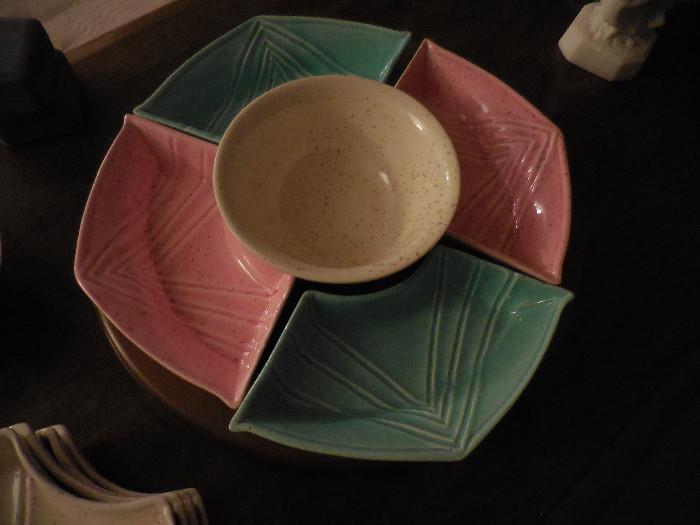 Mid Century Lazy Susan Pink, Turquoise 