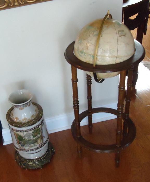 Floor vase and standing globe