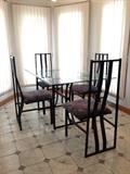 Modern Sculptural Cast Iron Chairs and Table