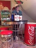 Soda Shoppe Stainless Steel Cafe Table and Stools. Coca Cola Cooler