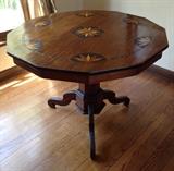Pedestal Table with Ebonized Inlay