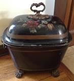 Antique, Hand Painted Coal Bin with Metal Mounts