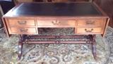 Regency Style Mahogany & Leather Desk with Drop Leaf Ends