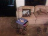 Sectional Sofa Retro, End Table Glass Top Drift Wood Bottom from the Rockies