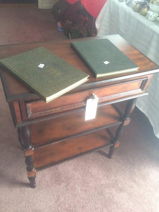 
#7 tall rectangle end table with drawer $175