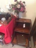 #33 Step end table, leather top $100