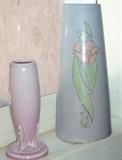 Fiesta Vase 6.5" H , Unmarked Vase painted Porcelain 9.75" H
