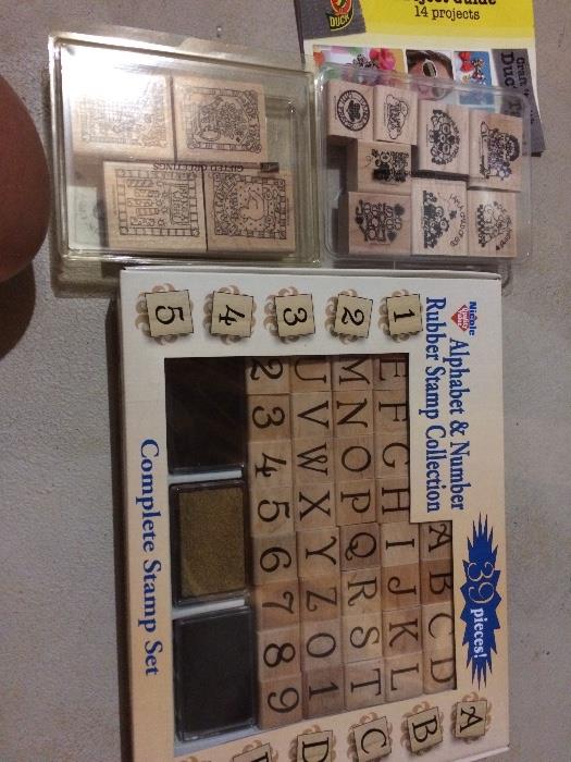 Almost brand new scrap booking stamps and many other supplies.